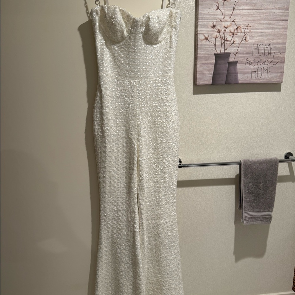 NADINE MERABI White Sequin Jumpsuit - Picture 5 of 7